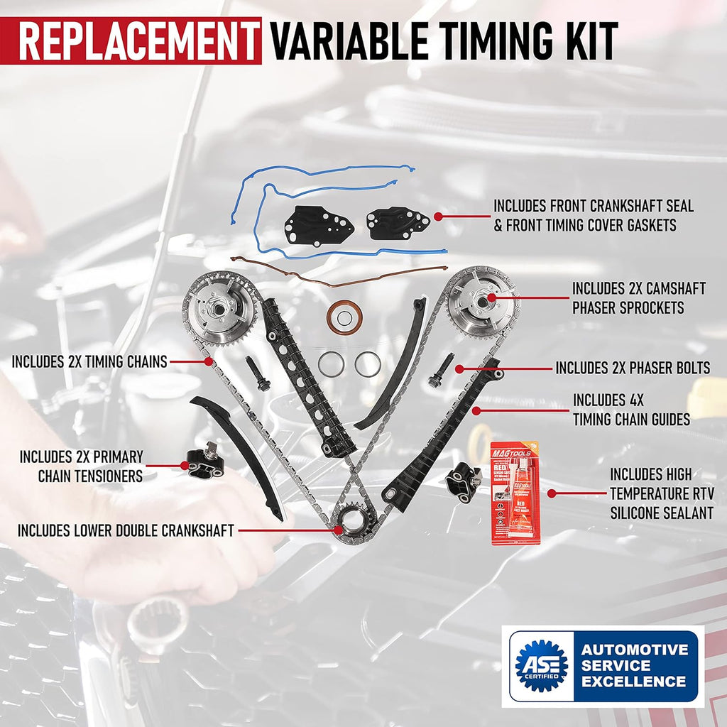 Variable Camshaft Timing Kit for Ford & Lincoln 5.4L 24 Valve Triton with Chain, Guide, Tensioner, Phaser C578585