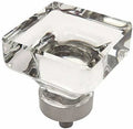 Satin Nickel Square Knob with Clear Glass - 10 Pack B24459
