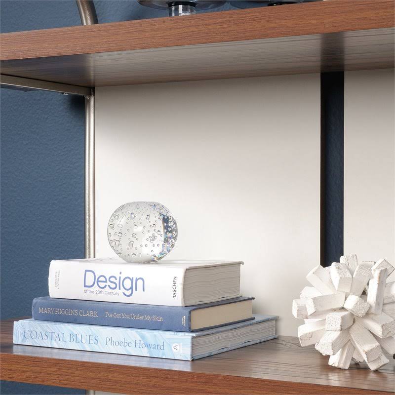 4-Shelf Wood and Metal Bookcase in Pearl Oak W518