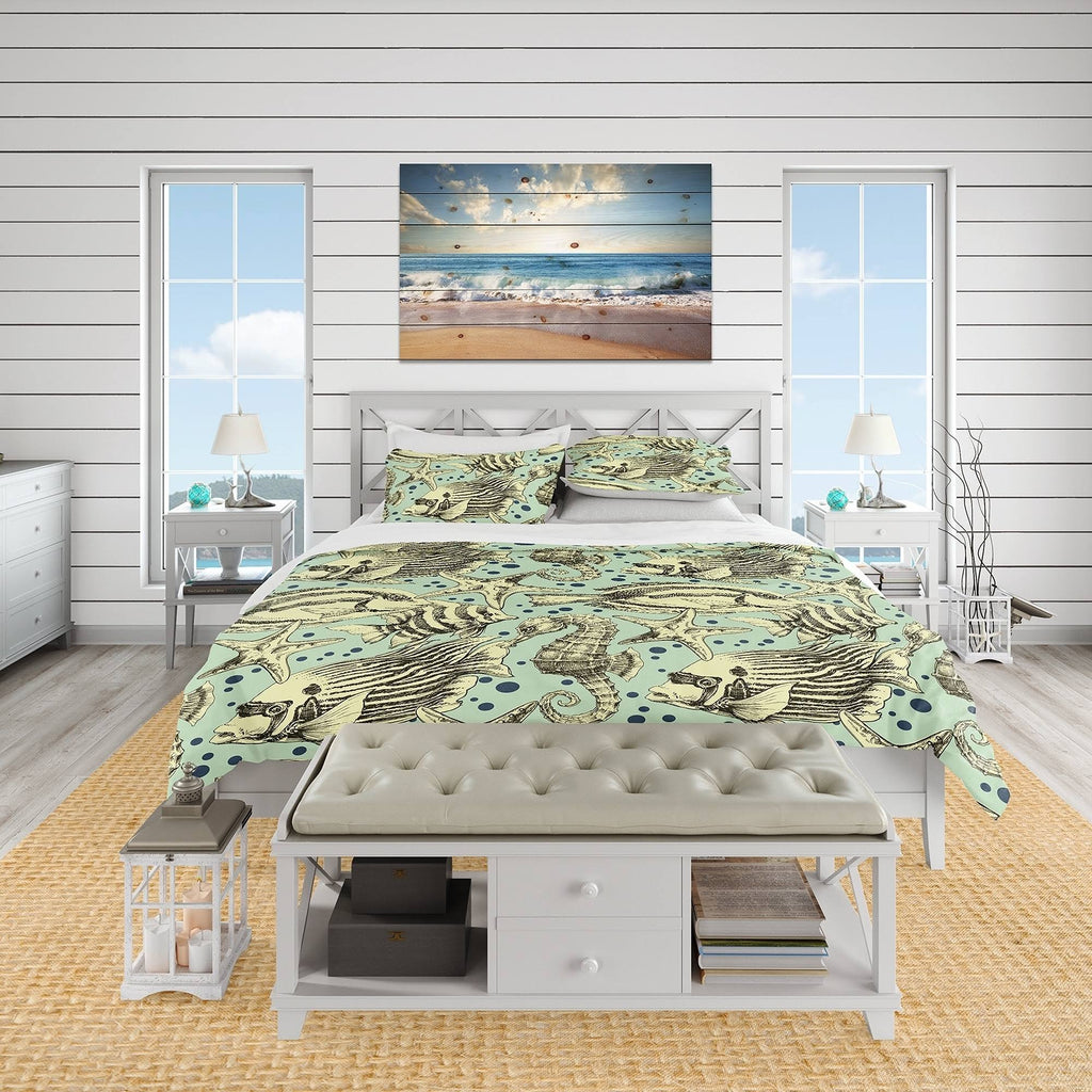 Twin Coastal Bedding Set with Duvet Cover and Sham S9485
