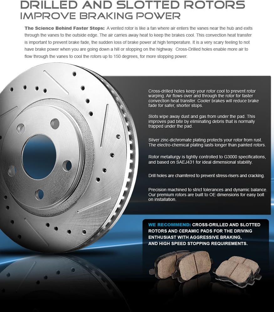 Premium Grade OE Loaded Calipers with Drilled Slotted Rotors and Ceramic Brake Pads Kit T630