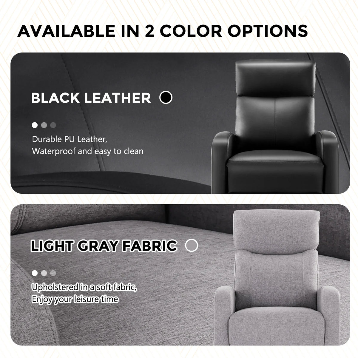 Black PU Leather Single Sofa Recliner Chair with Massage Backrest O277