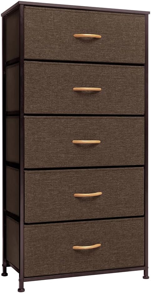 5 Drawers Gray Fabric Dresser with Steel Frame K212