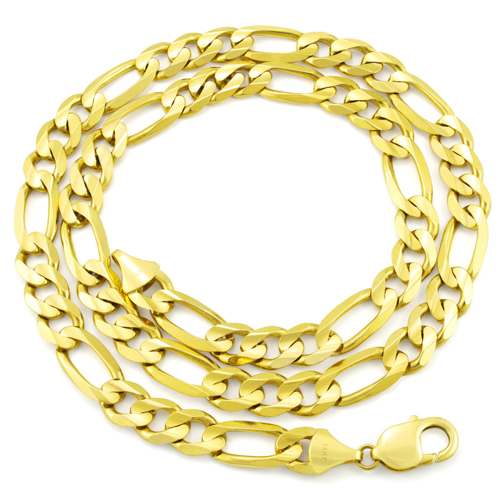 14k Yellow Gold Solid Figaro Chain Link Necklace 20" - 30" F41805