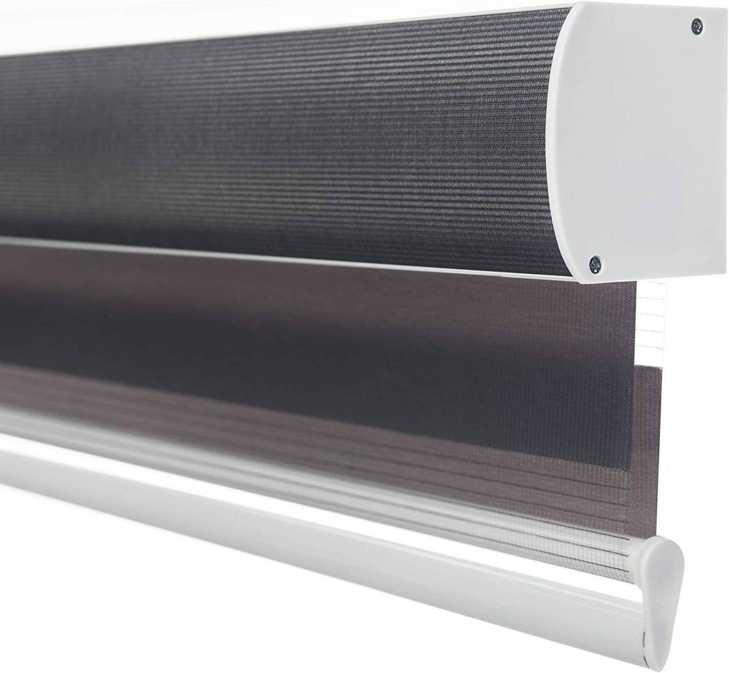 Cordless Zebra Roller Shade with Cassette Valance, 33 inch x 72 inch, Iron Gray P80057