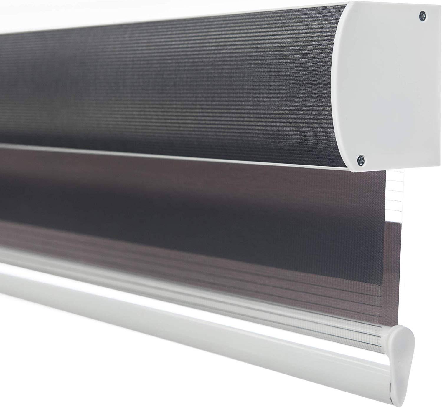 Cordless Zebra Roller Shade with Cassette Valance, 33 inch x 72 inch, Iron Gray P80057