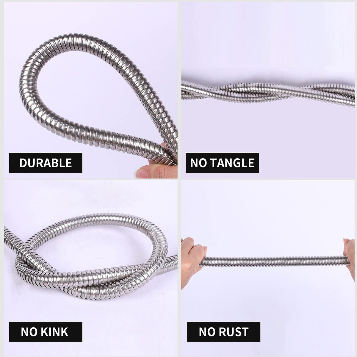 Metal Garden Hose 100 Ft Flexible Stainless Steel Water Hose with High Pressure Nozzle, Pack of 2 H697