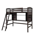Espresso Twin Solid Wood Convertible Loft Bed with Bookcase C720992