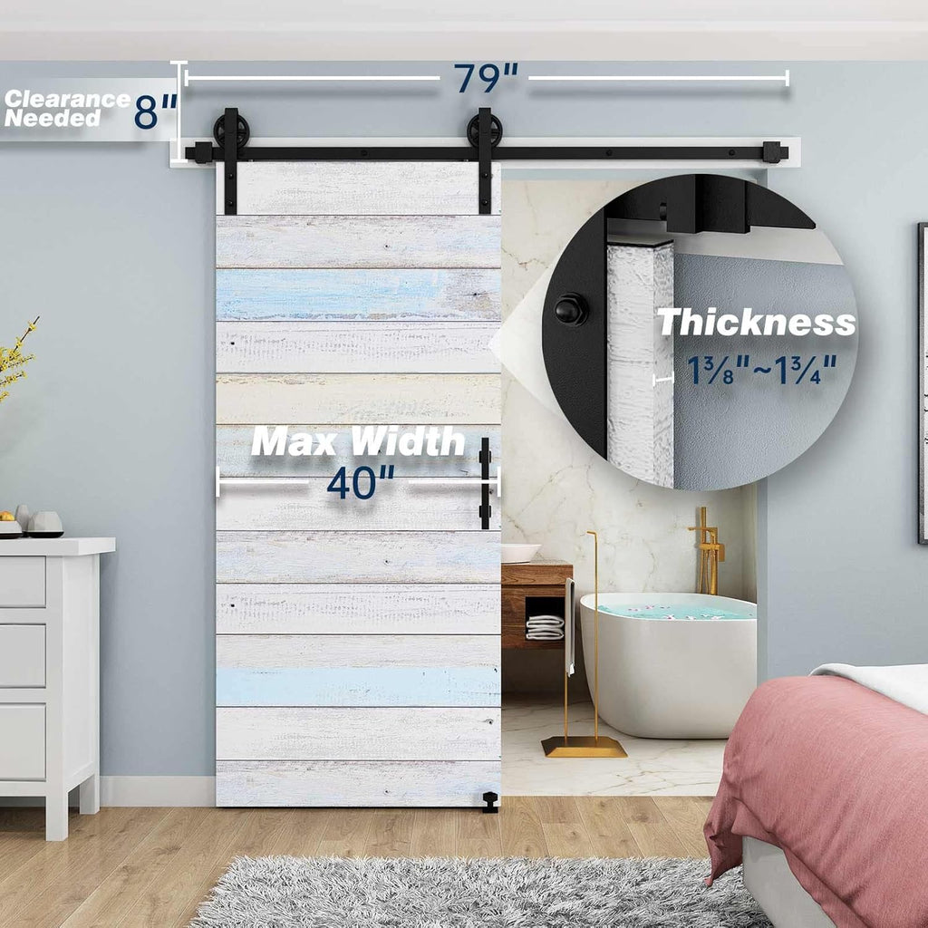 6.6 FT Sliding Barn Door Track and Handle Hardware Kit Q313