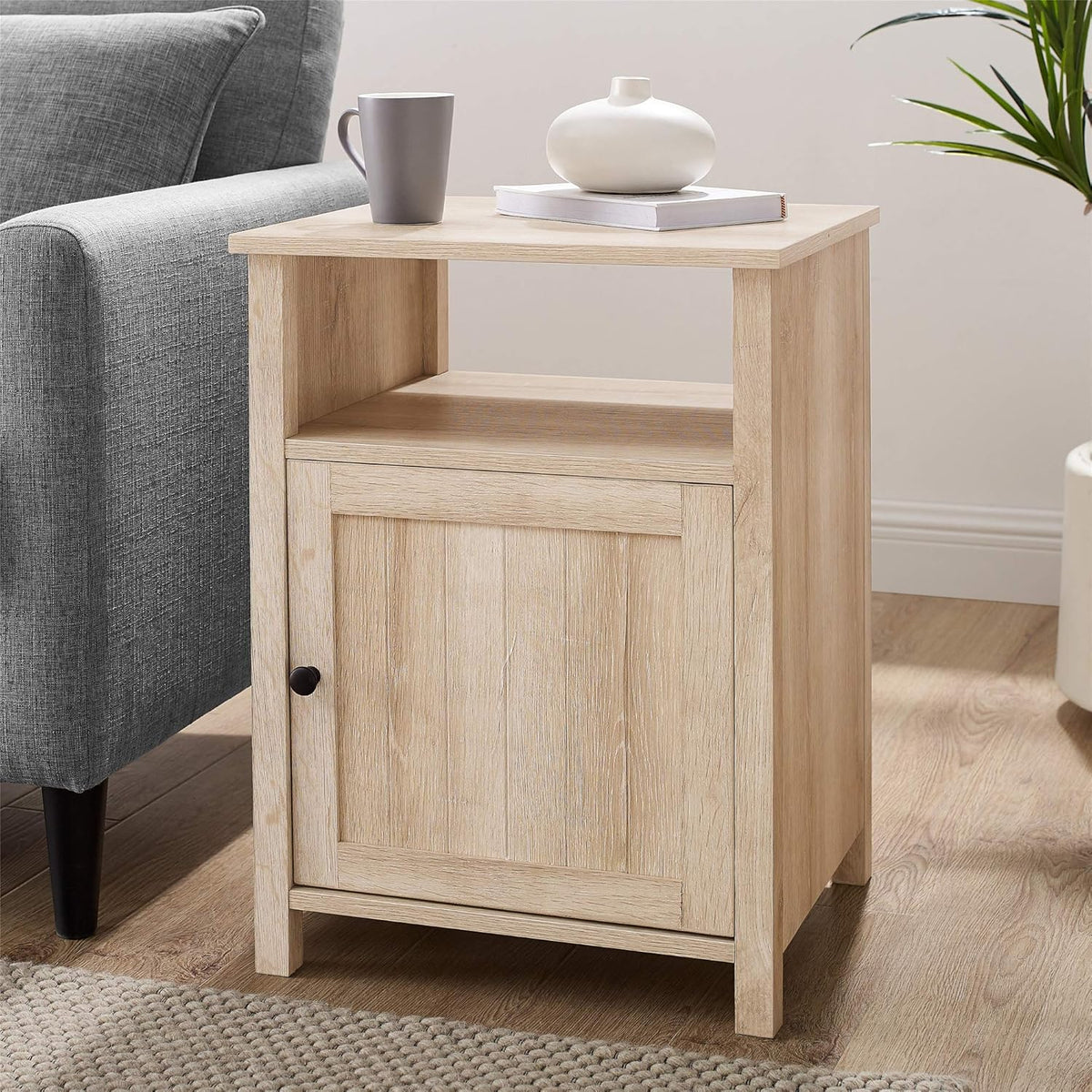 Rustic Oak Wood Side Accent Table A6196