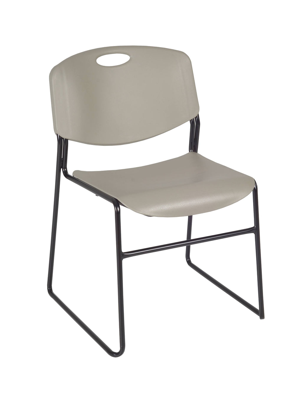 Beige Square Breakroom Table with 4 Grey Stack Chairs D2857