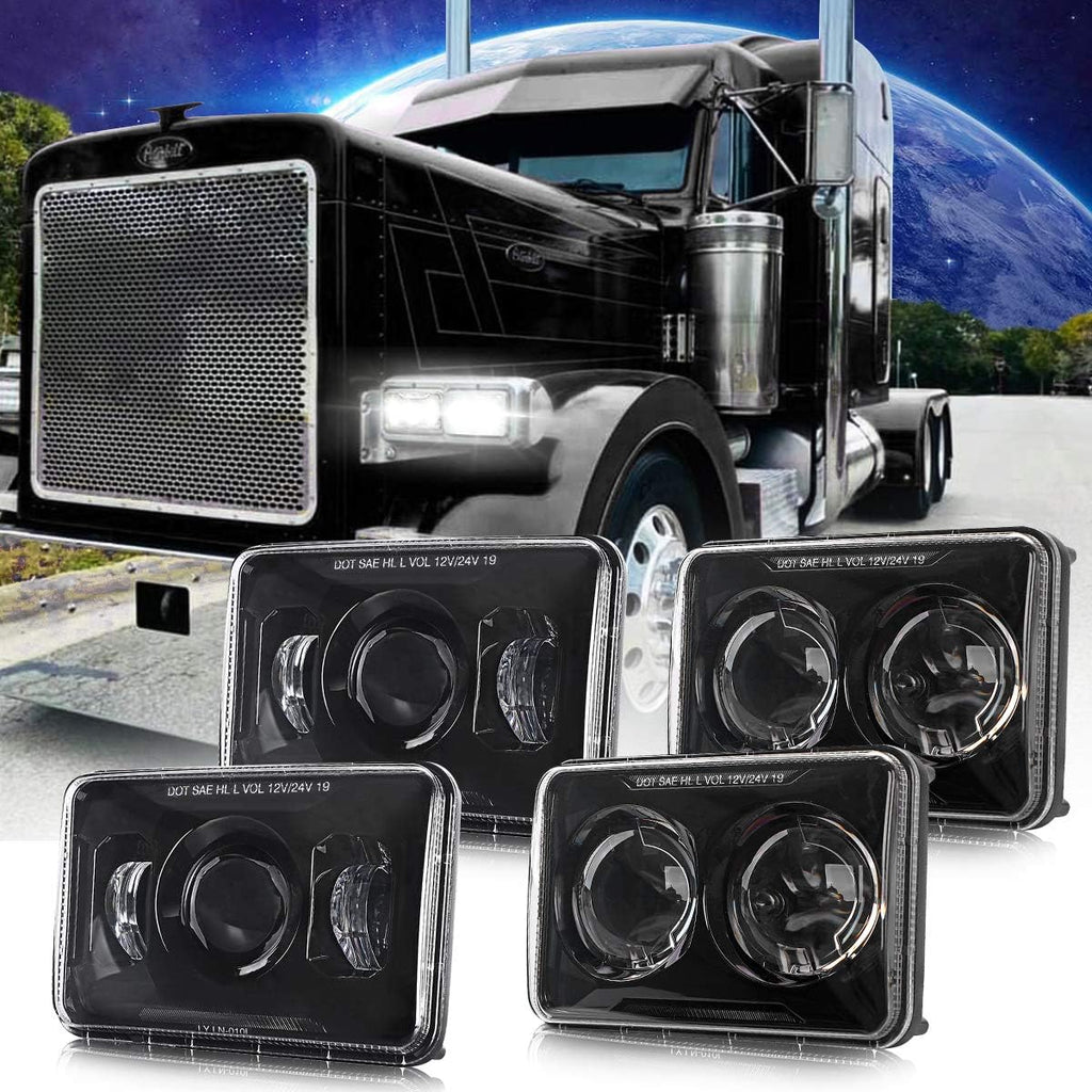 4x6 Inch LED Headlights 60W Chrome 4PCS Y872