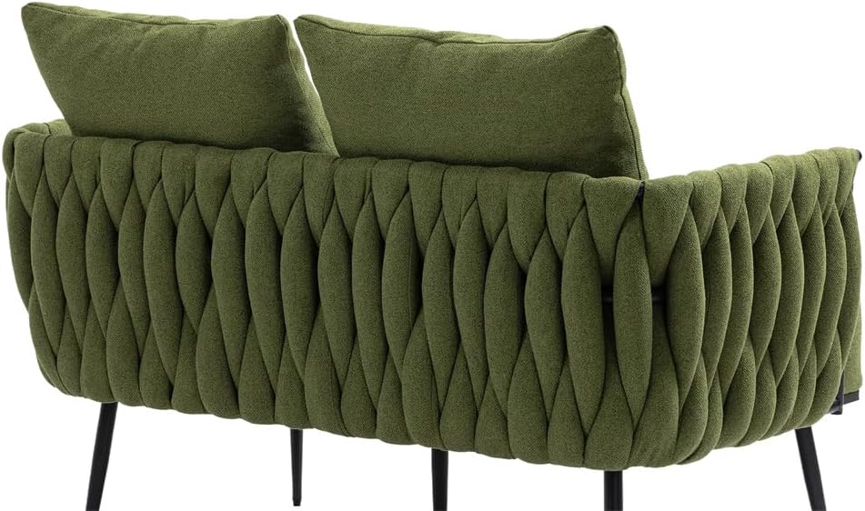 Green Velvet Tufted Armchair with Metal Legs and 2 Couch Pillows P34008