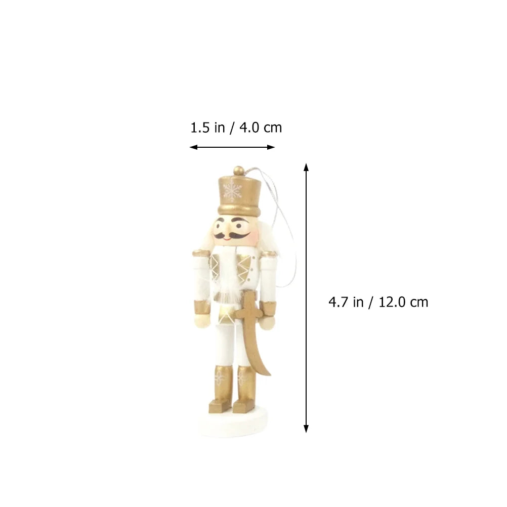 5pcs Christmas Wooden Nutcracker Doll Pendant Hanging Ornament R718403