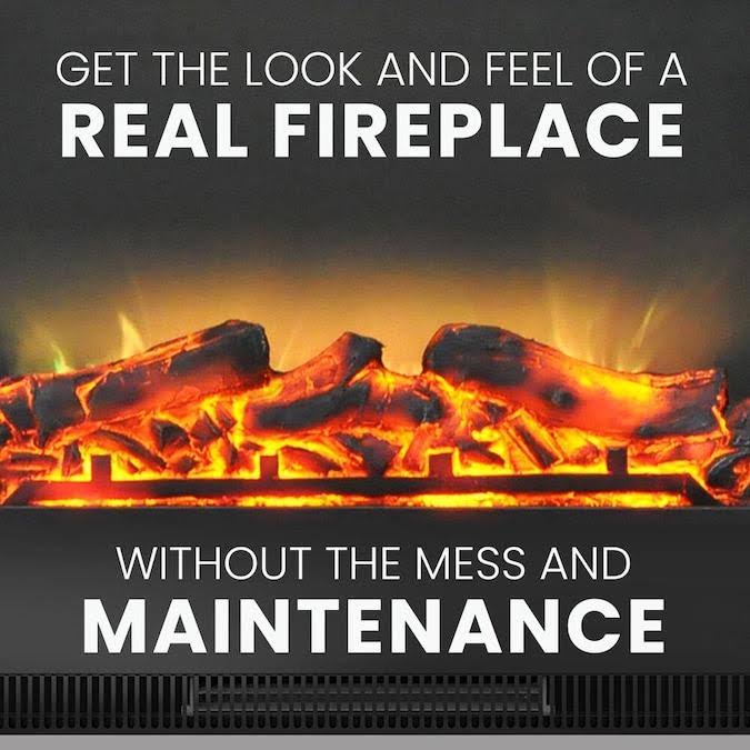 Electric Fireplace Heater with White Mantel and Remote Control G175
