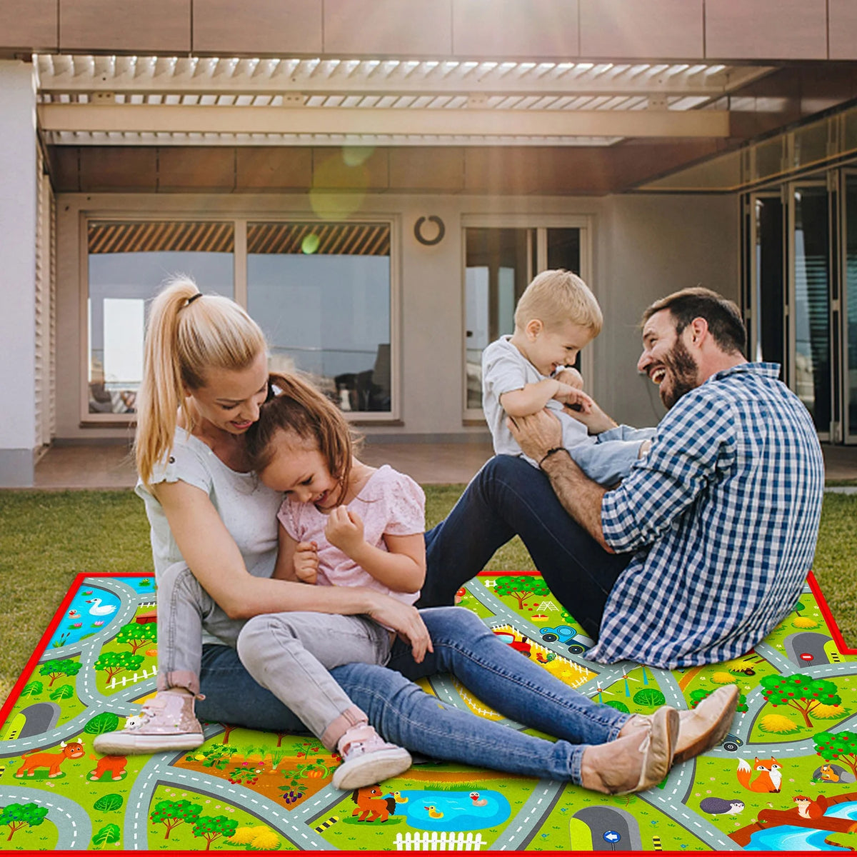 Farm Rug Play Mat with 4 Toy Cars W691303