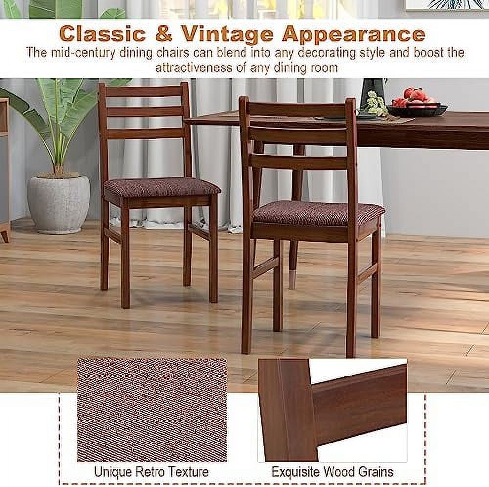 Walnut Wooden Dining Chairs Set of 2 with Padded Seat Q97161
