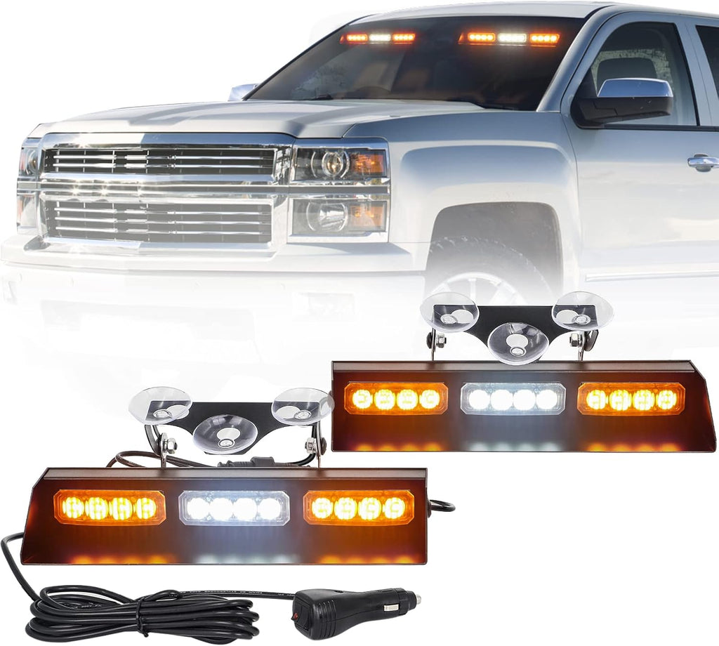 2x10" 24 LED Red White Strobe Lights Bar Pack of 2 D4821