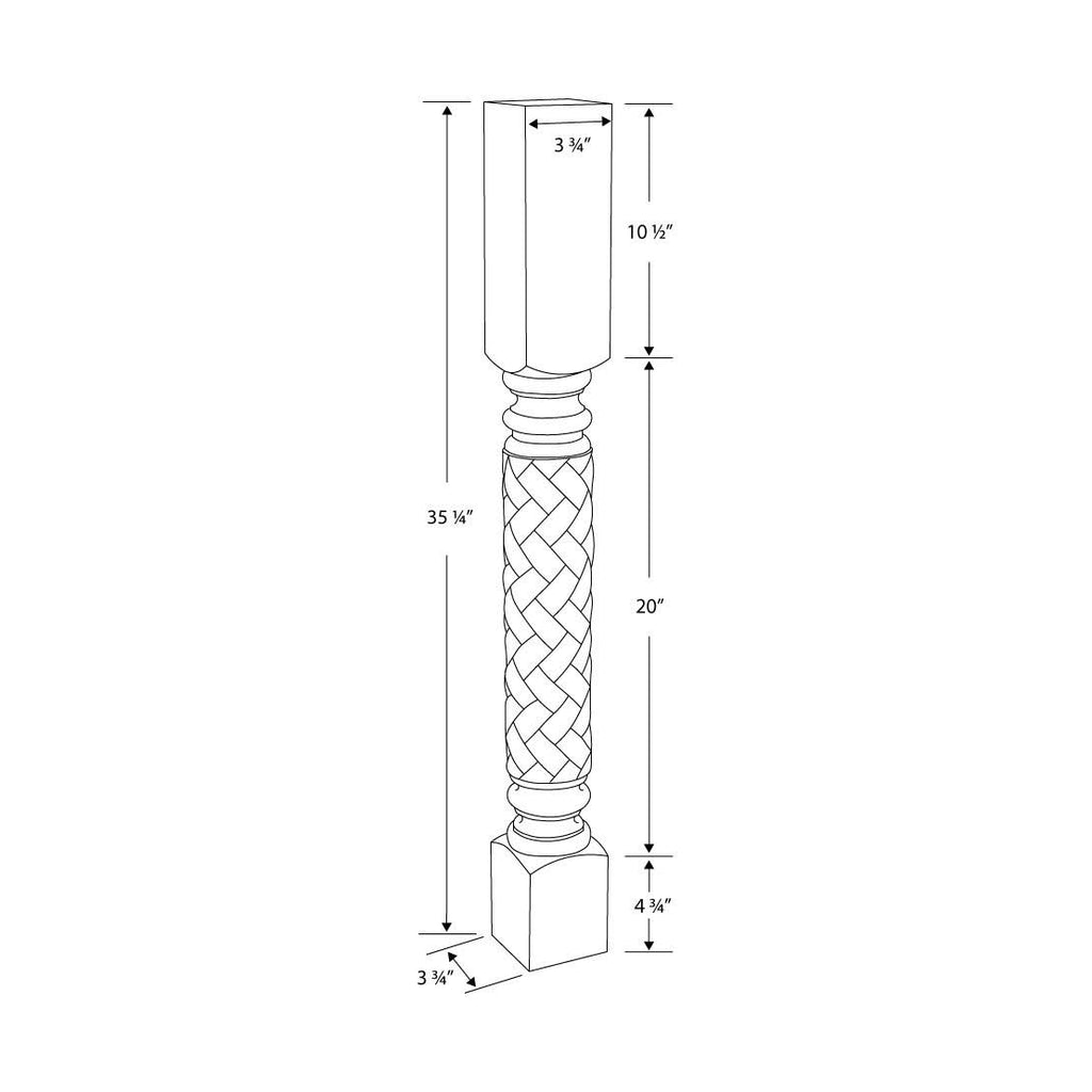 Unfinished Solid Hard Maple Kitchen Island Leg T30754