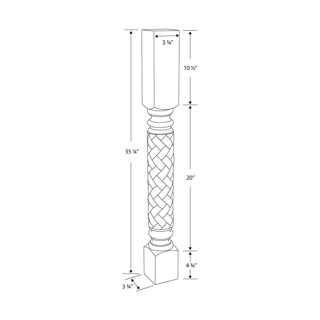 Unfinished Solid Hard Maple Kitchen Island Leg T30754