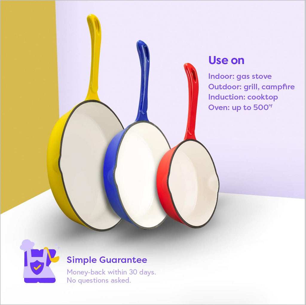 Enameled Cast Iron Skillet Set of 3 D70494