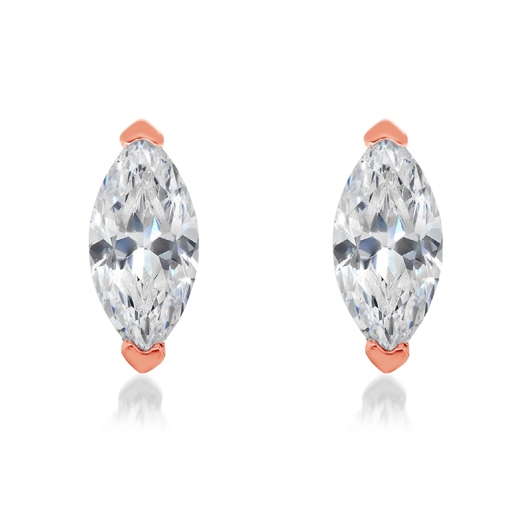 1.0 ct Marquise Cut Solitaire Studs VVS1 Brown Champagne Simulated Diamond Solid 18K Rose Gold Earrings I894505