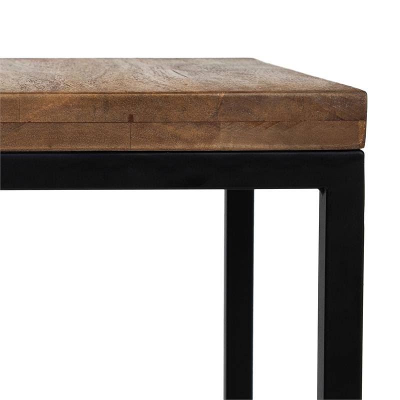Rustic Metal Square Barstool in Natural Oak B621038