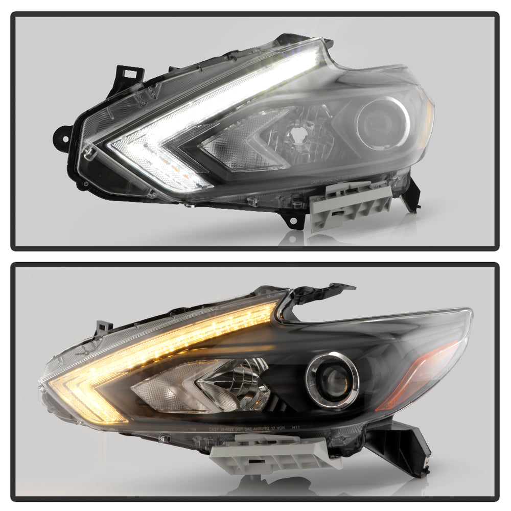 Black LED SwitchBack Tube Projector Headlights J842