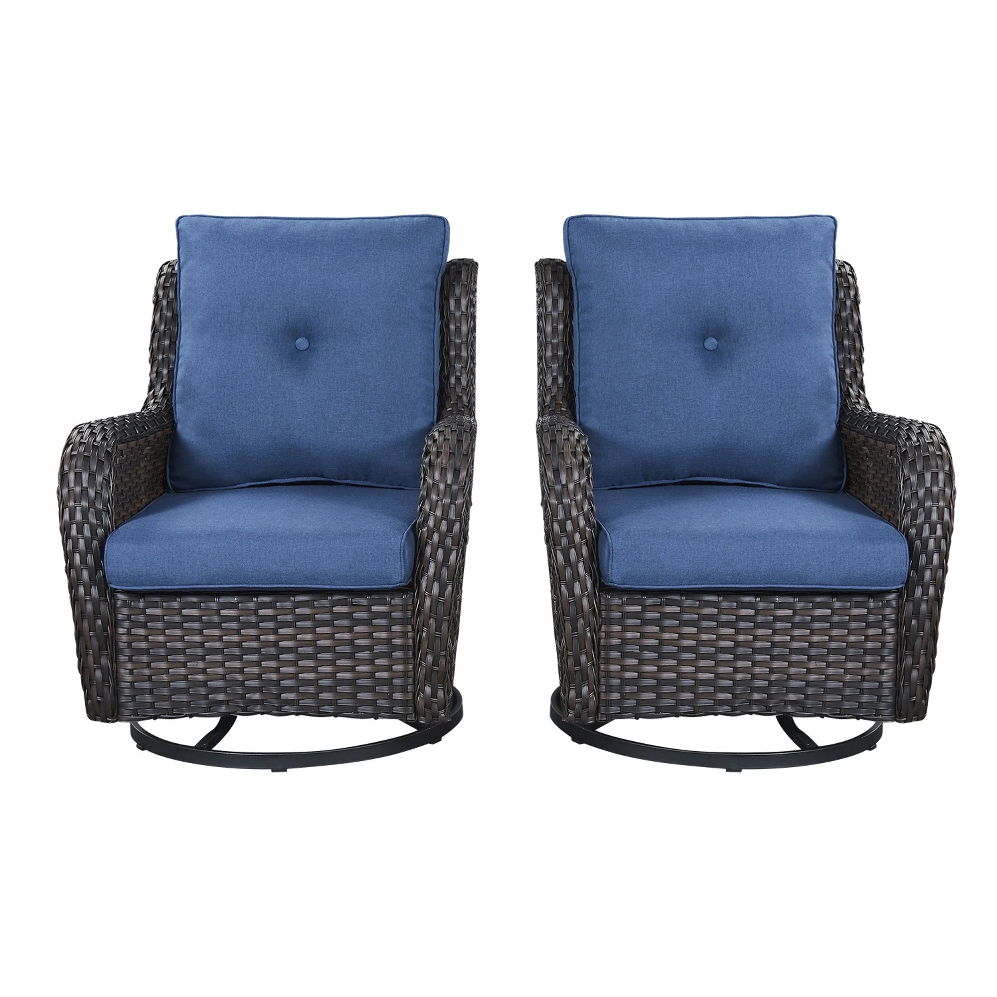Blue 7Pcs Outdoor Rattan Patio Furniture Set with Cushion A33364