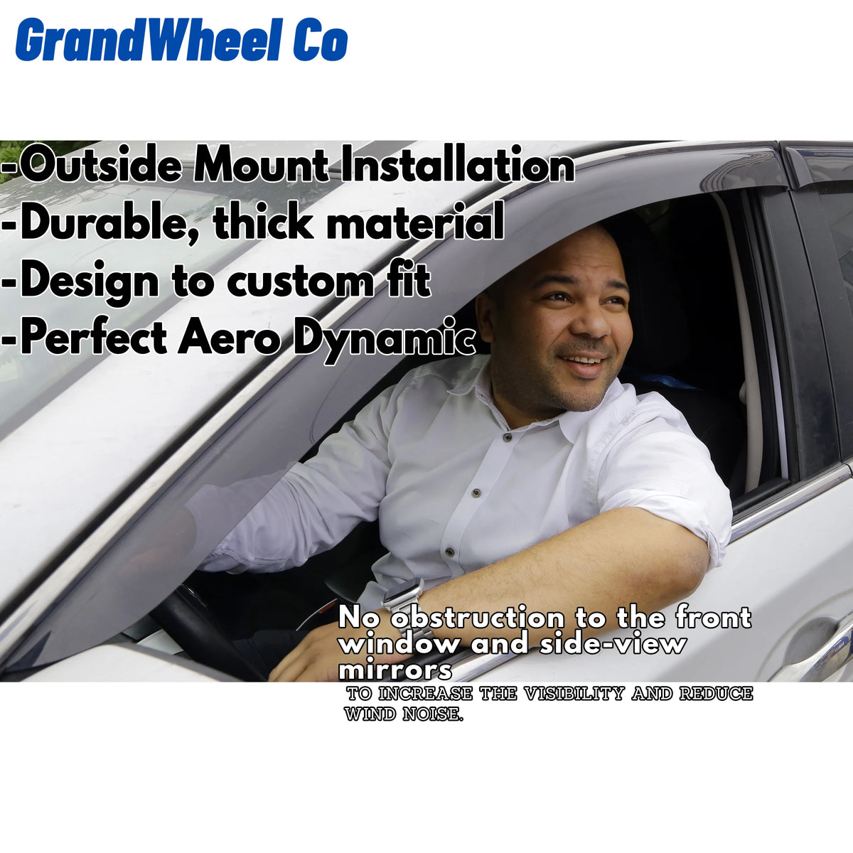 Smoke Tinted Tape-On Side Window Vent Visor Deflectors Rain Guards 4pcs F624