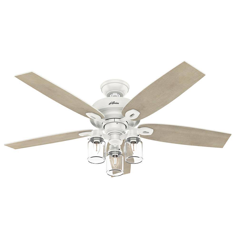 52 in. LED Indoor Fresh White Ceiling Fan with Light Kit L3778