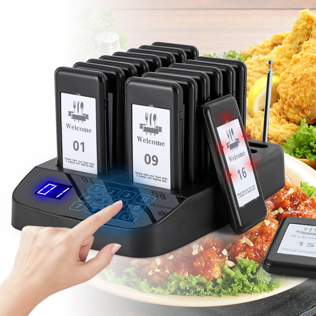 12 PCS Wireless Restaurant Paging System Buzzer with Coaster Pagers A6645