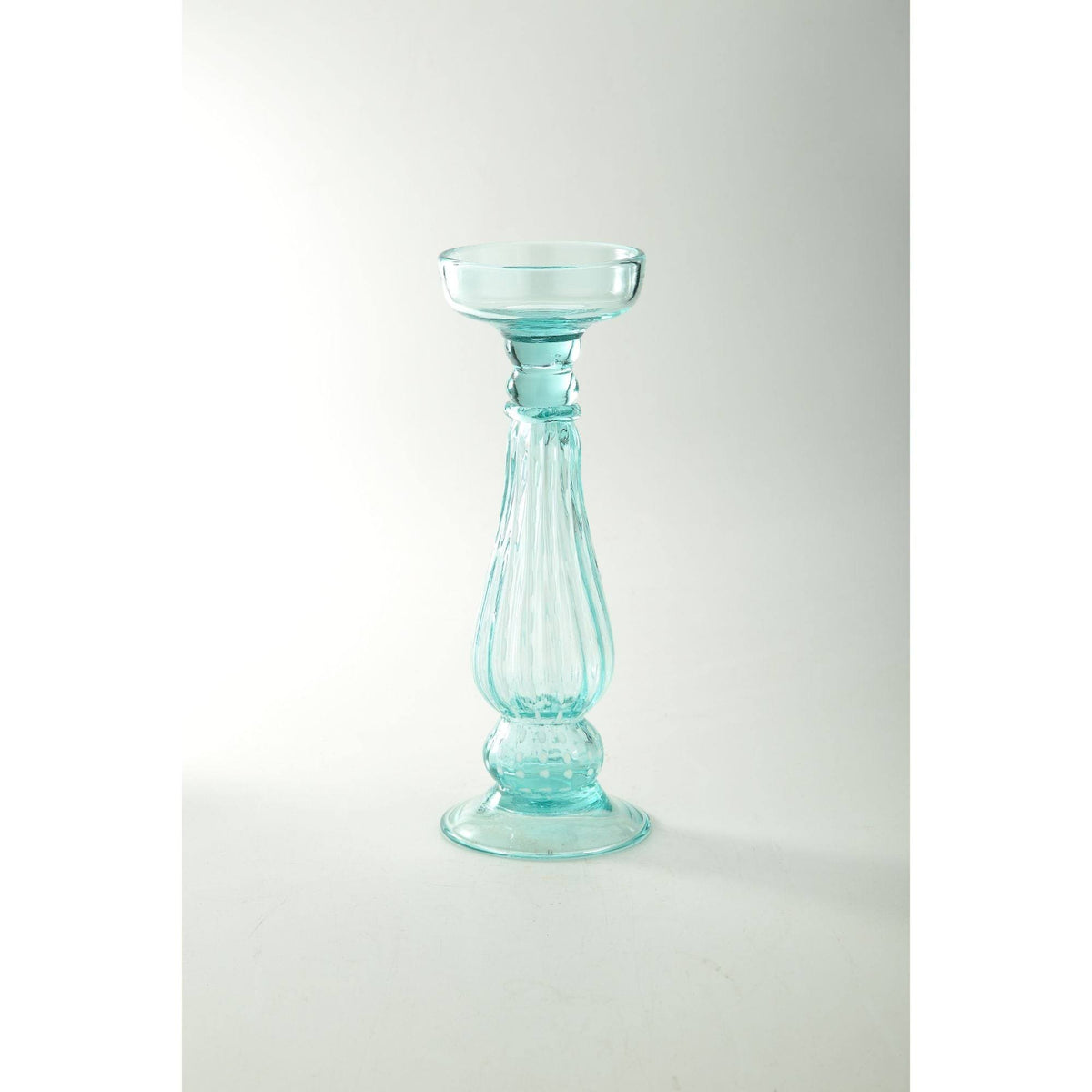 Clear and Blue Glass Pillar Candle Holder R704458