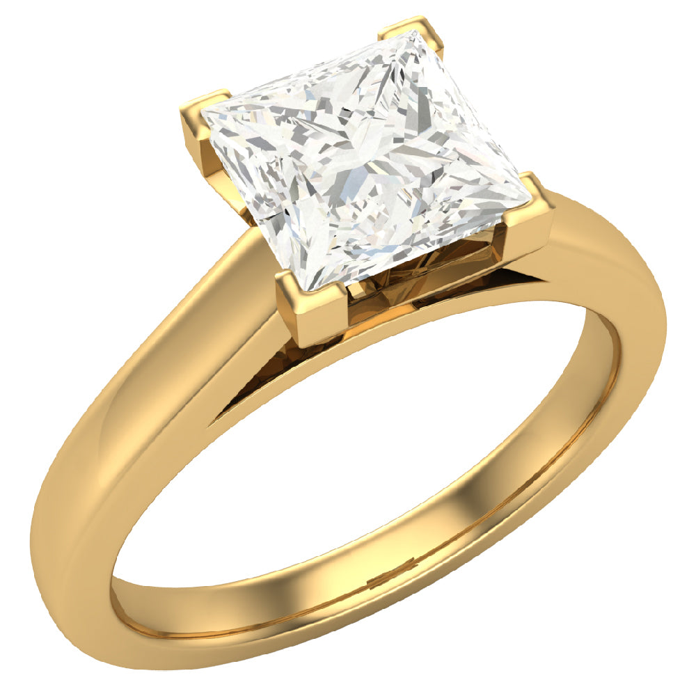 14K Gold Princess Solitaire Diamond Ring 0.75 Carat D209