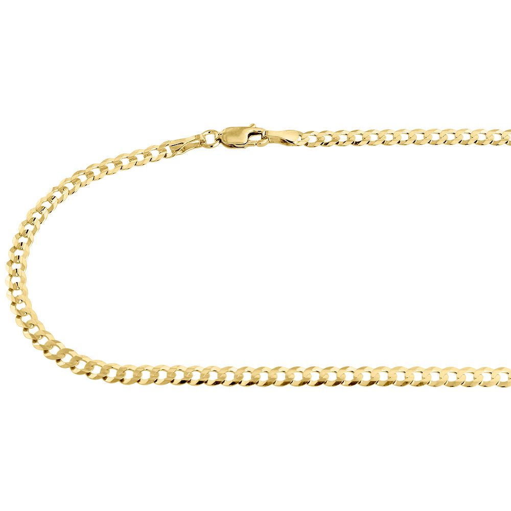 10K Yellow Gold Cuban Link Chain Necklace, 22 Inches E291