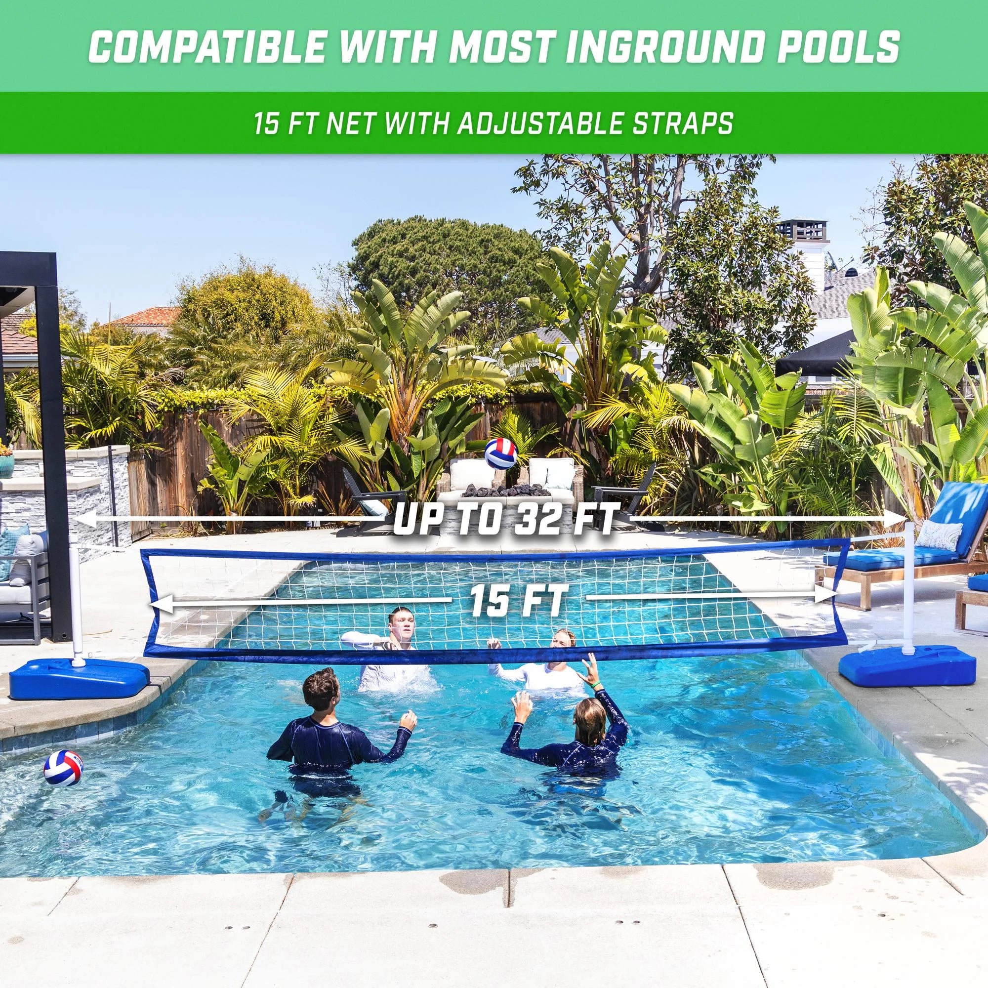 2-in-1 Pool Basketball & Volleyball Game Set T45279