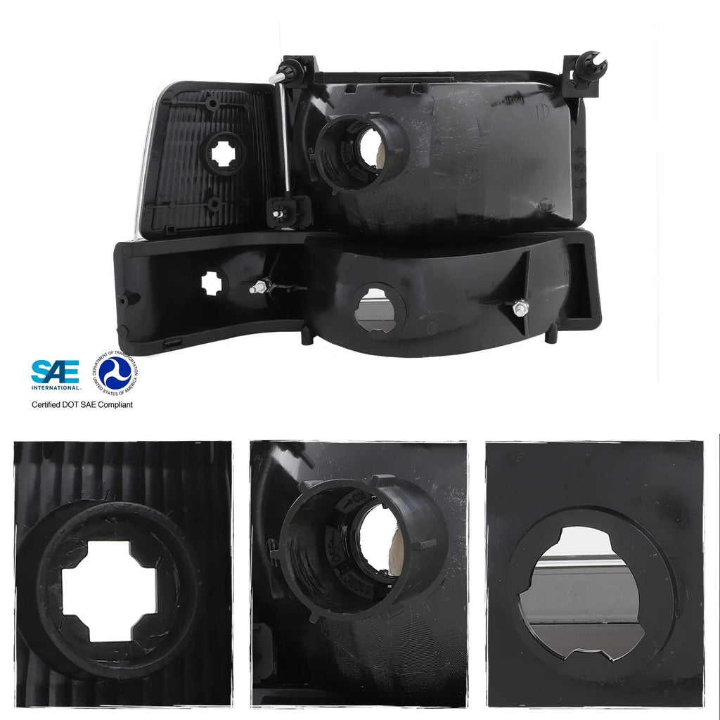 Black Smoked Headlights and Tail Lights Set for Ford F-150 F-250 F-350 Bronco V3002