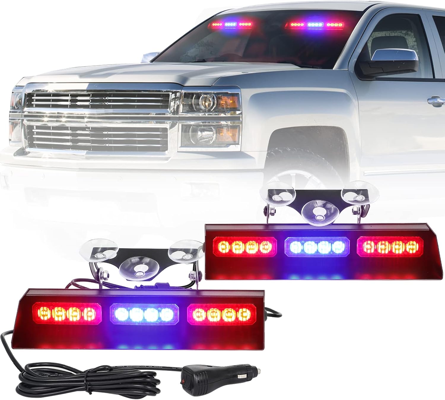 Amber/White 24 LED Strobe Light Bar for Trucks, Pack of 2 G9794