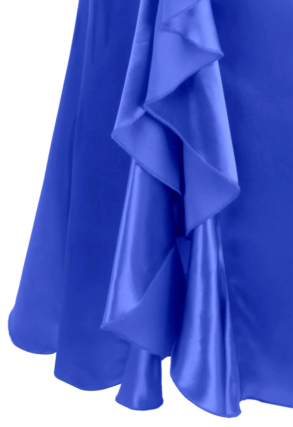 Blue Satin V-Neck Long Dress U1217
