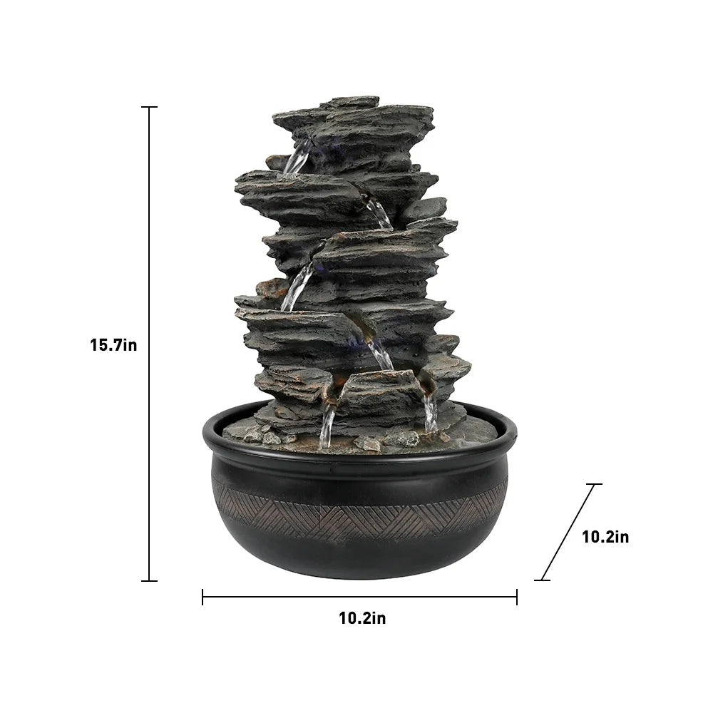 Tabletop Water Fountain with LED Lights C1728