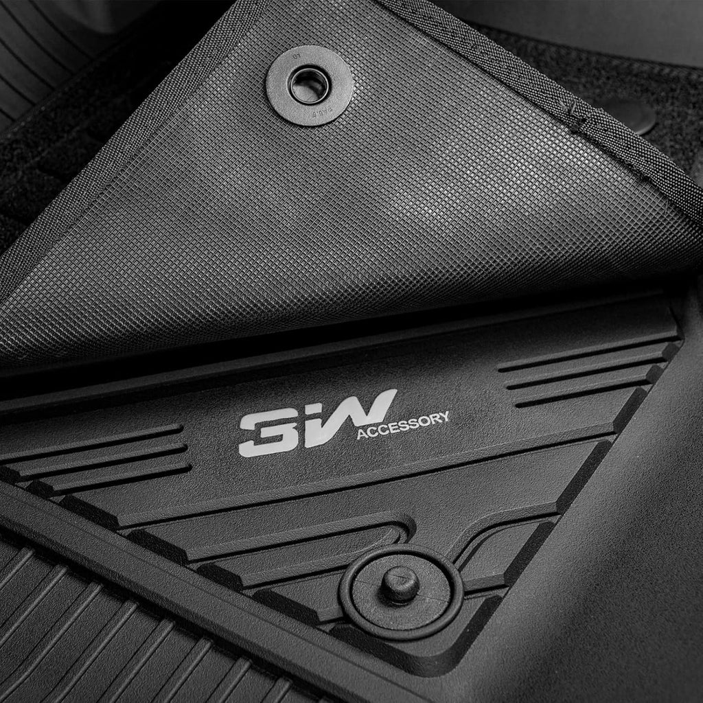 Black TPE All Weather Custom Fit Floor Mats for Ford F150 SuperCrew Cab 2015-2022 1st and 2nd Row Full Set B75640