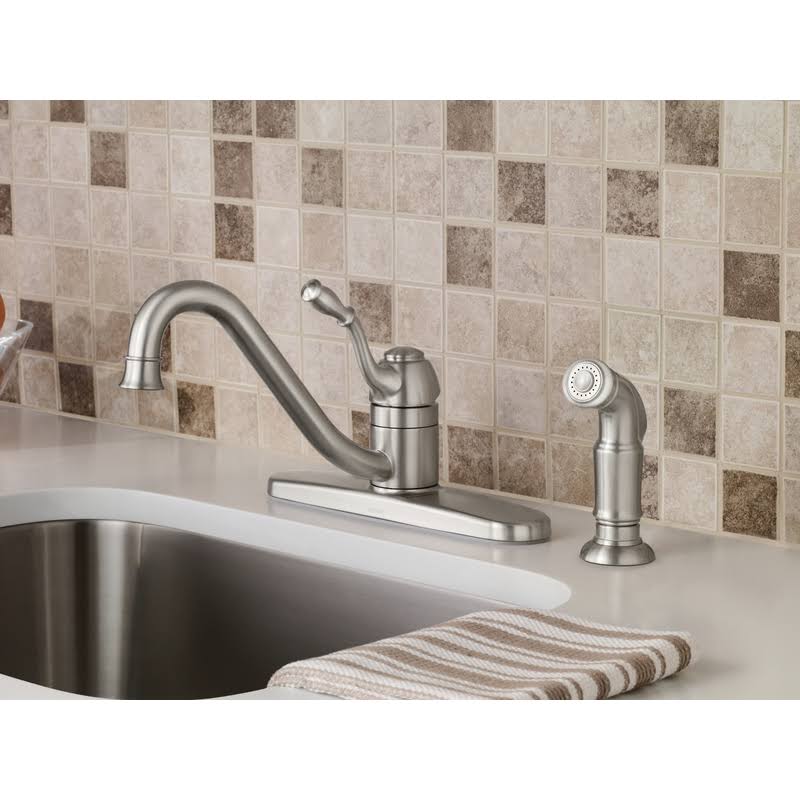 Chrome Single Handle Kitchen Faucet with Side Spray N72241