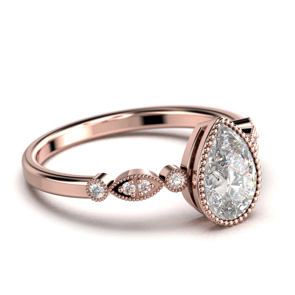 1.25 Carat Pear Cut Moissanite Engagement Ring in 925 Sterling Silver With 18k Rose Gold Plating R46940