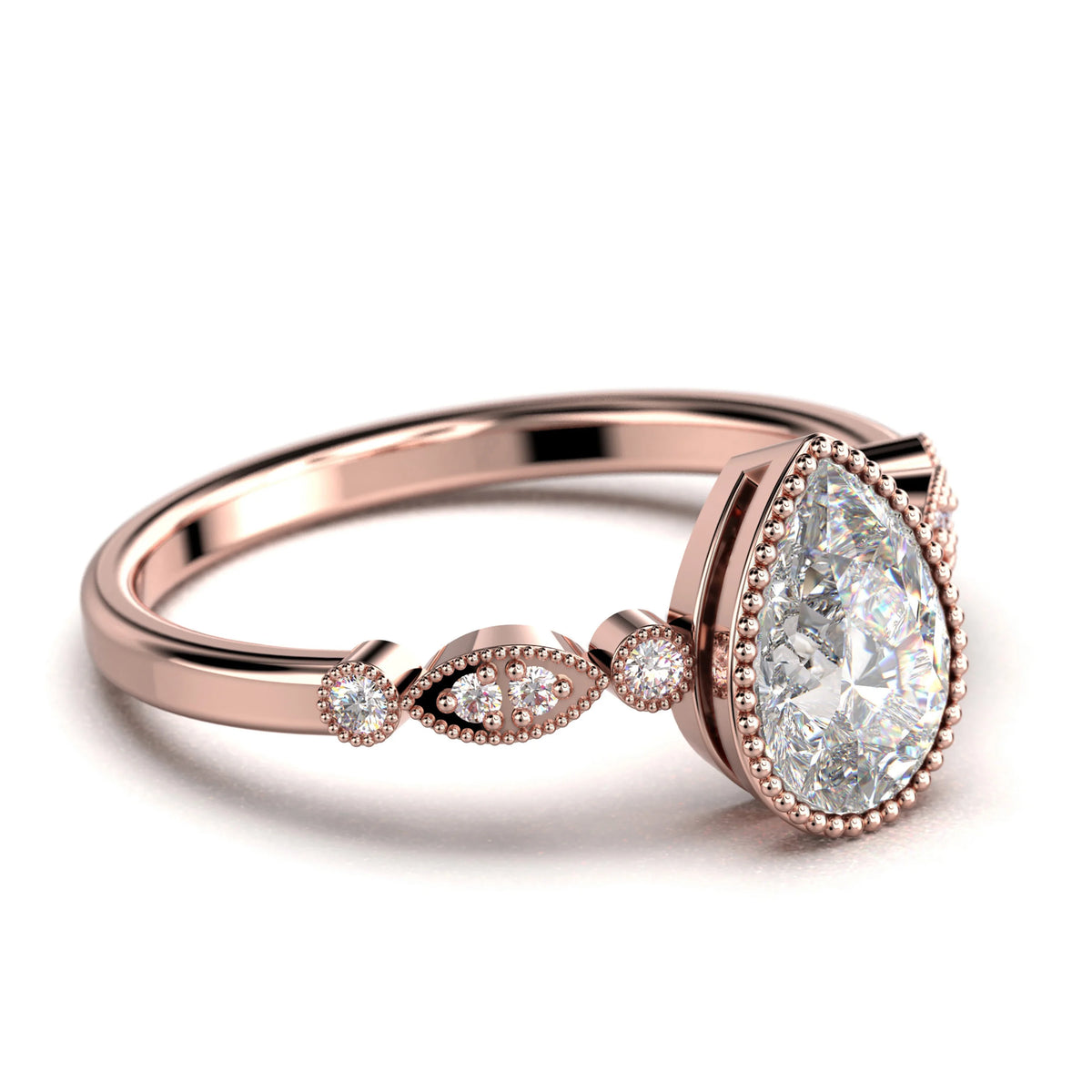 1.25 Carat Pear Cut Moissanite Engagement Ring in 925 Sterling Silver With 18k Rose Gold Plating R46940