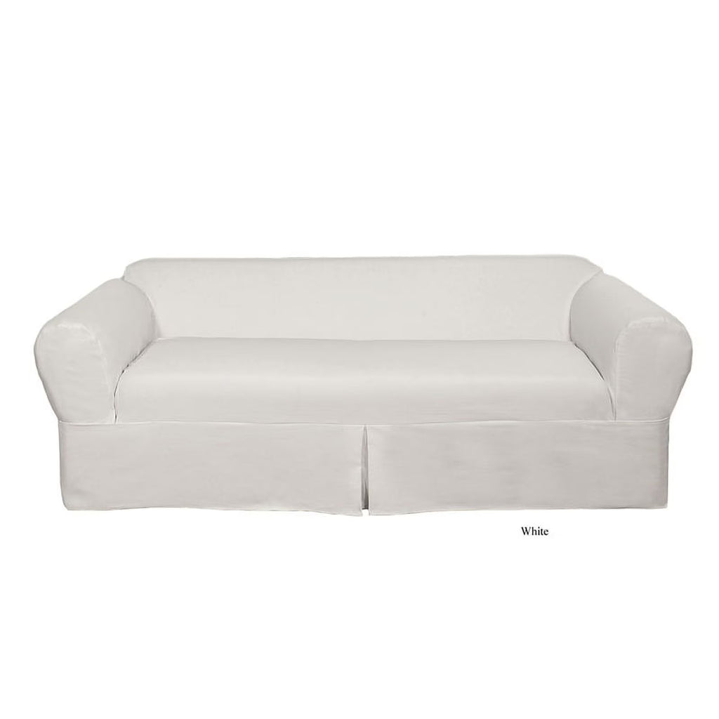 White Cotton Twill 2 Piece Sofa Slipcover N86063