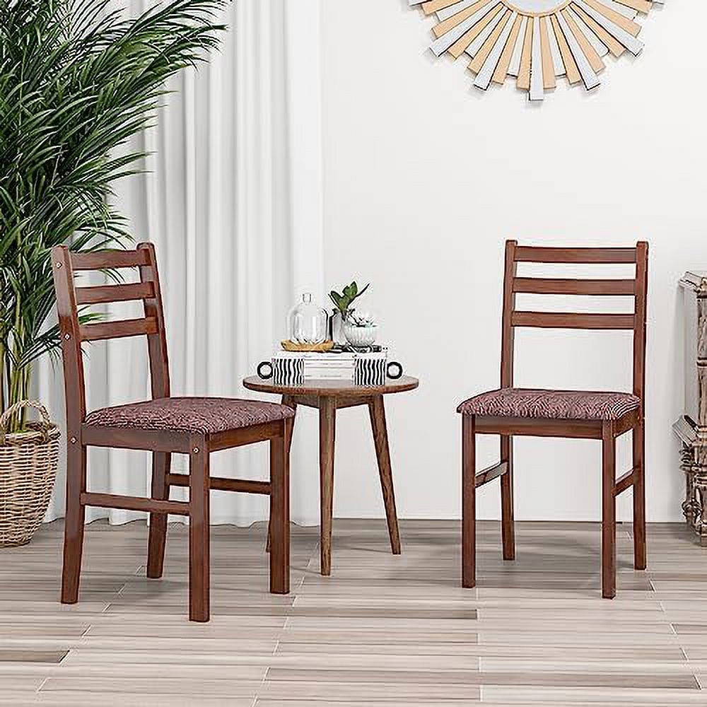 Walnut Wooden Dining Chairs Set of 2 with Padded Seat Q97161