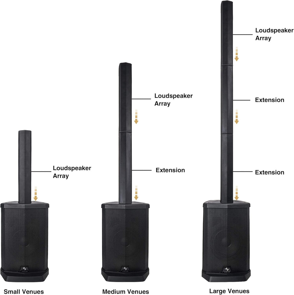 Portable Line Array PA System with Sub Bass Module, TWS Bluetooth, Built-in 3-channel Mixer, Carry Bag Y1624