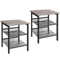 Set of 2 Greige Side Tables with Adjustable Shelves E718005