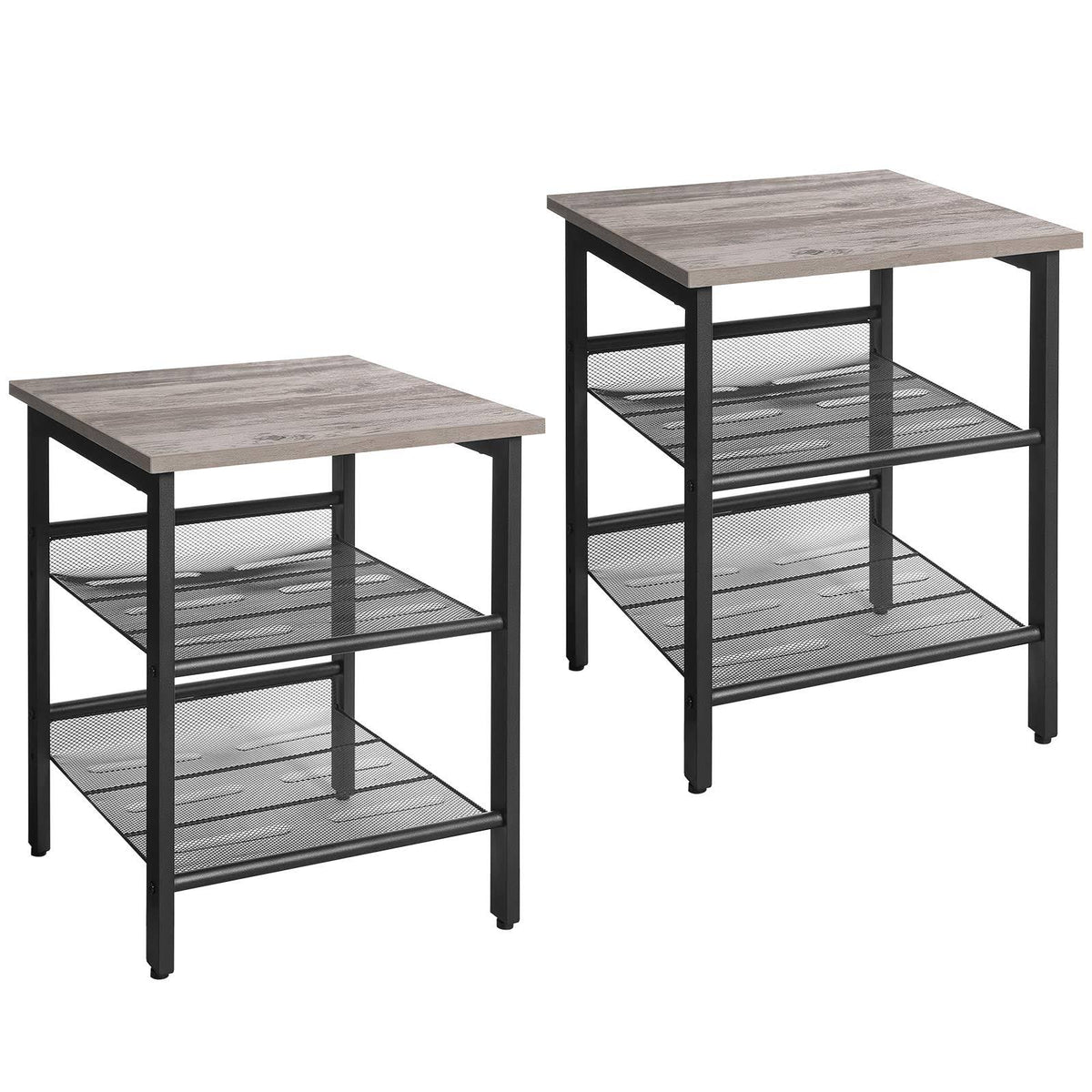 Set of 2 Greige Side Tables with Adjustable Shelves E718005