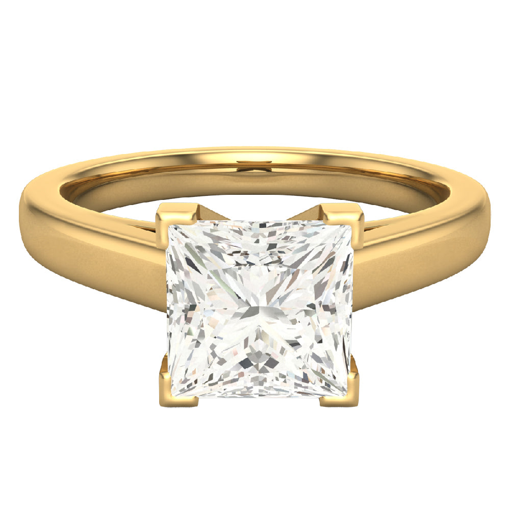 14K Gold Princess Solitaire Diamond Ring 0.75 Carat D209